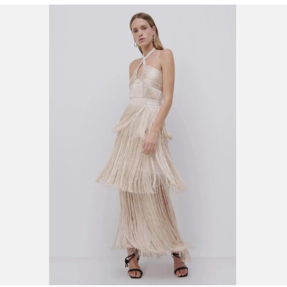 Jonathan Simkhai Cream Fringe Maxi Dress - Picture 1 of 16